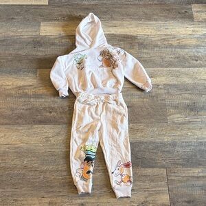 Disney‎ Cream Cartoon Character Hoodie and Jogger Set